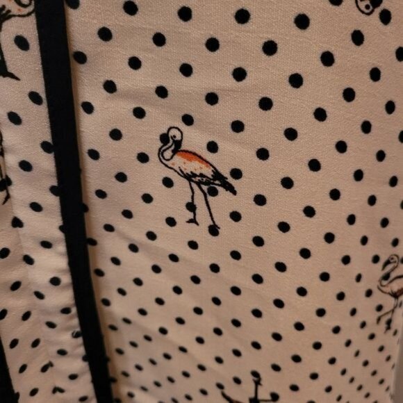 Modcloth XL Dress bird birds blue beach flamingo flamingos polka dot - Picture 4 of 11